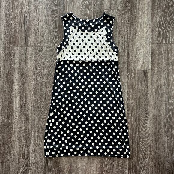 Vintage DIANE VON FURSTENBERG 100% Silk Polka Dot Knit Dress Black Ivory Size 6 - Picture 2 of 10